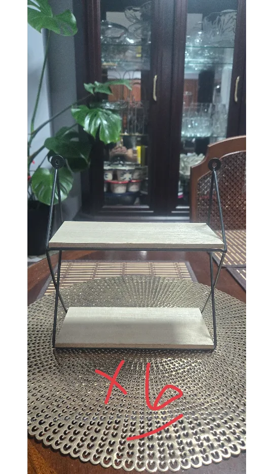 6 Two-Tier Wooden Shelf with Metal Frame (6 for $20) thumbnail