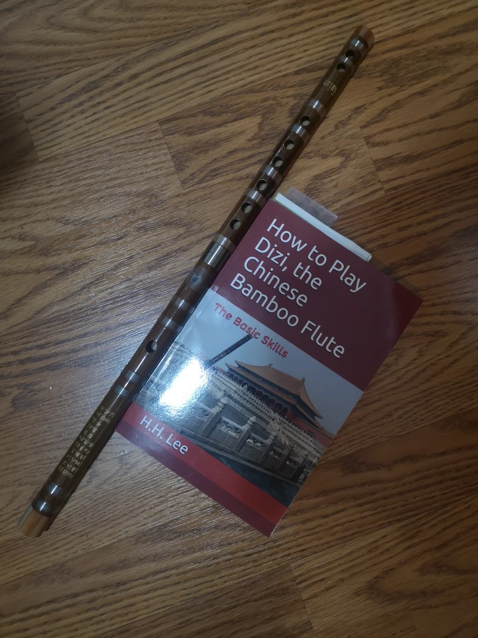 Chinese Bamboo Flute and Book