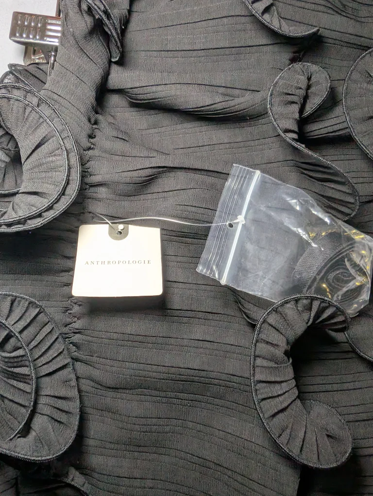 Anthropologie Black Ruffled Skirt - Size M image indicator(4)