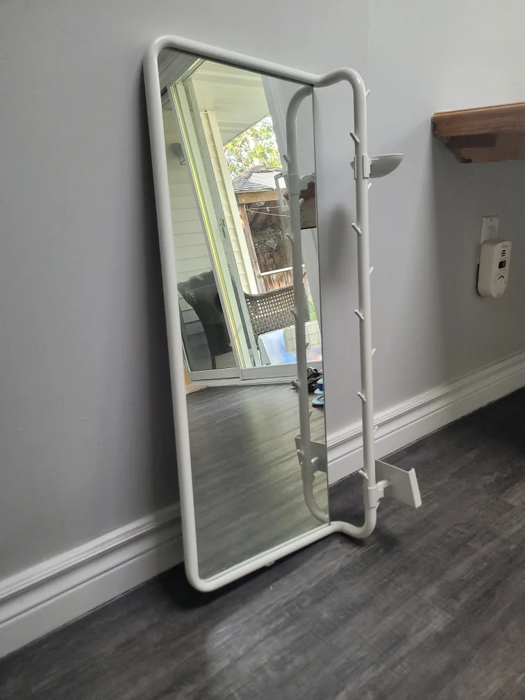 White Mirror with Coat Rack thumbnail