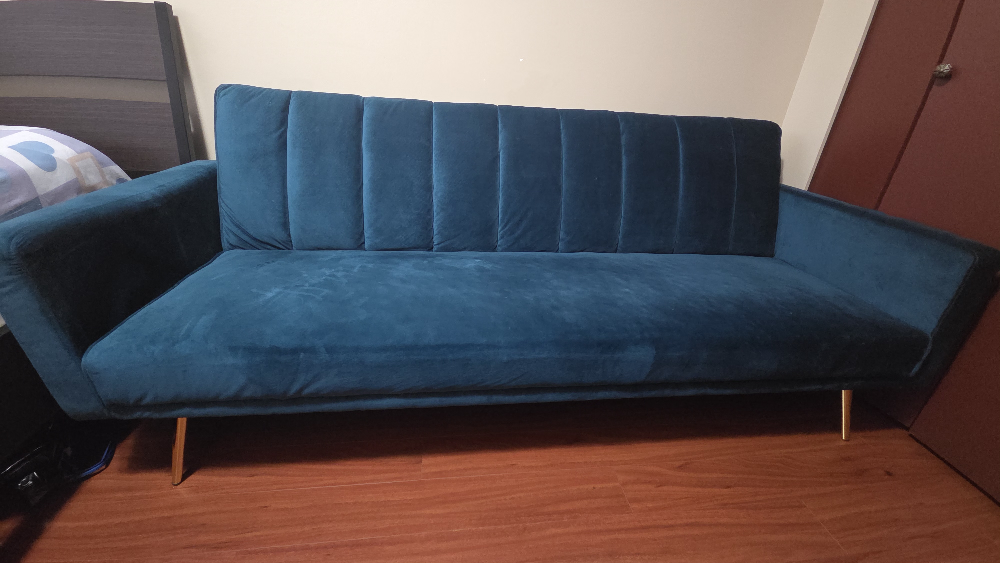 Teal velvet Sofa bed futon - photo 5