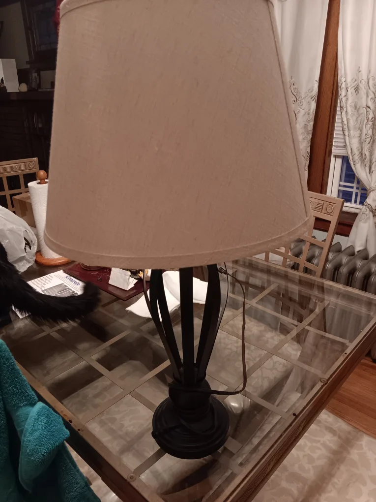 Table lamp with beige shade thumbnail