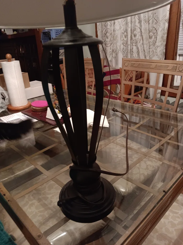 Table lamp with beige shade image indicator(2)