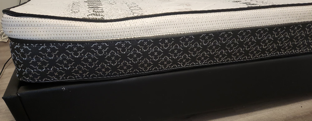 Double size upholstered bed frame with a mattress - photo 5