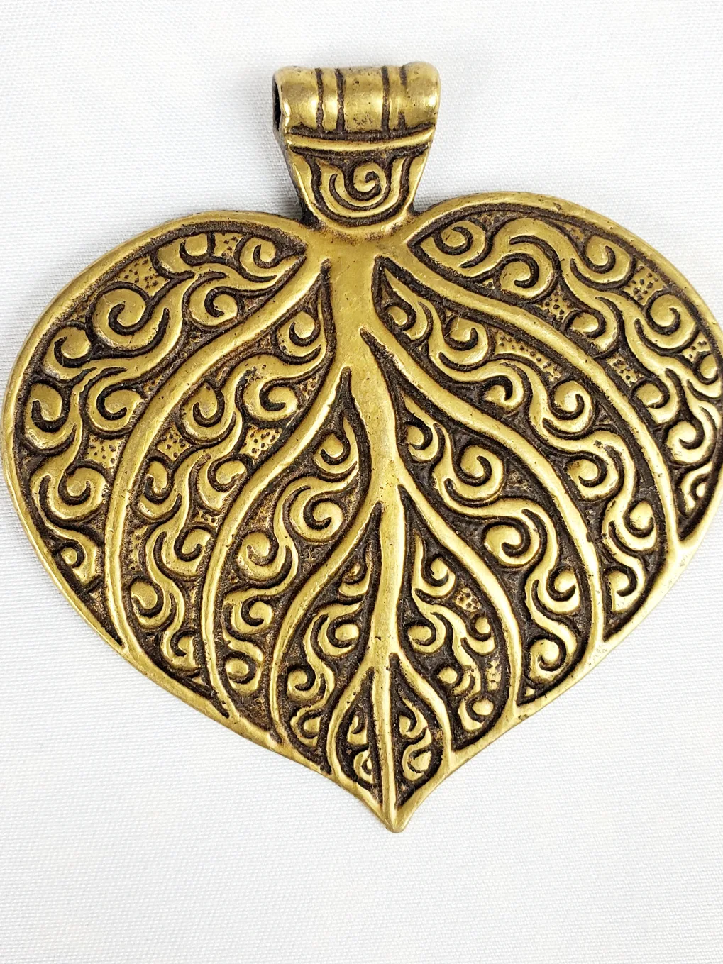 African Brass Leaf Pendant Jewelry thumbnail