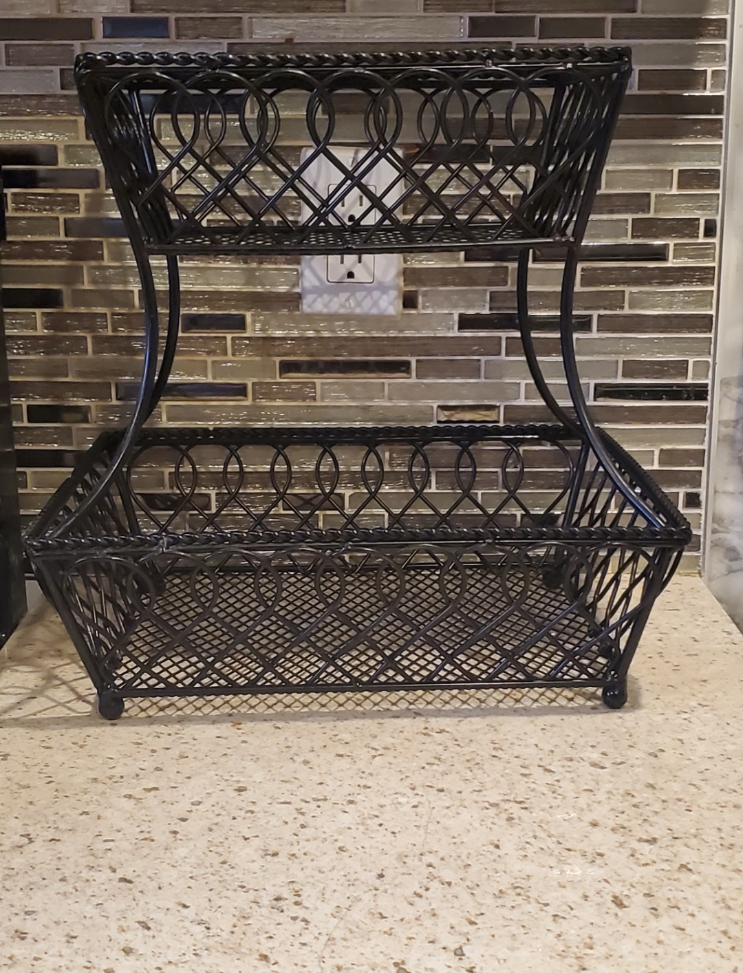 Two-tiered metal basket