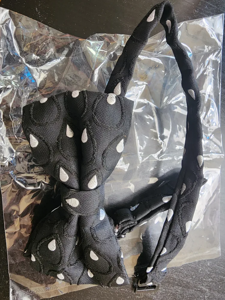 Black Bow Tie with White Embroidery thumbnail