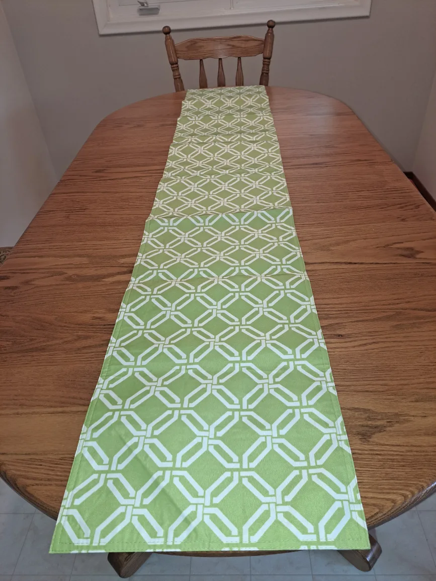 Green and White modern Table Runner thumbnail