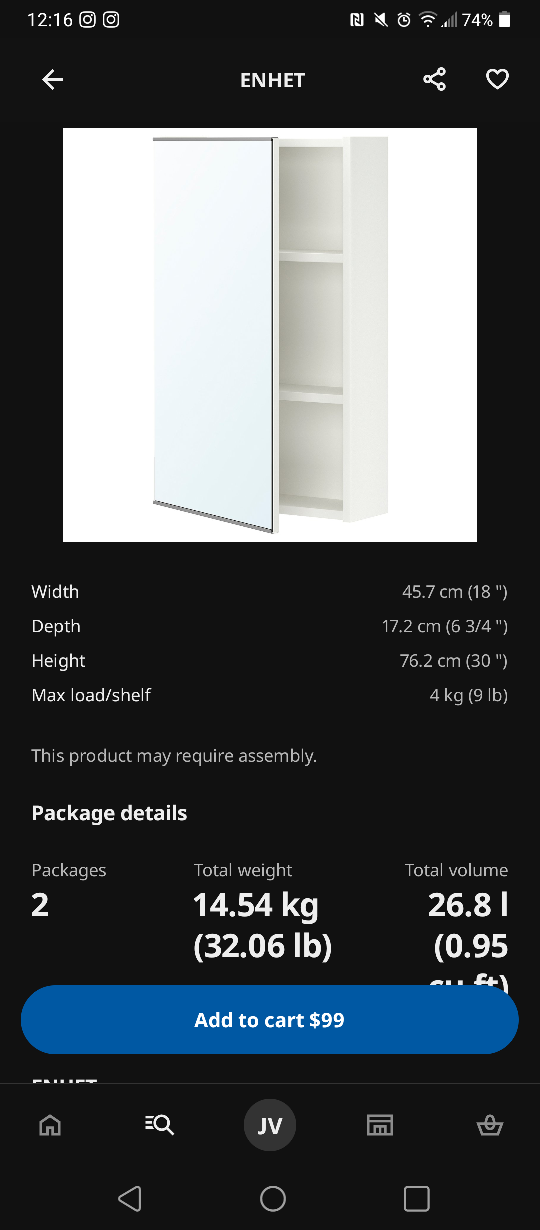 IKEA ENHET White Mirrored Cabinet - photo 3