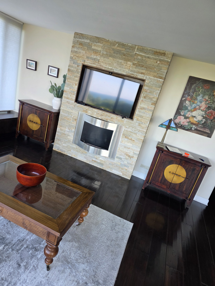 3 Dark Wood Cabinets with Gold Accents - photo 2