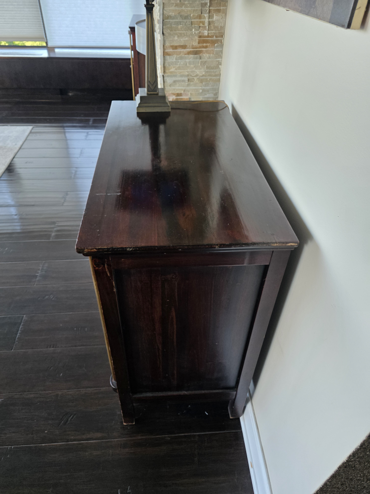 3 Dark Wood Cabinets with Gold Accents - photo 3