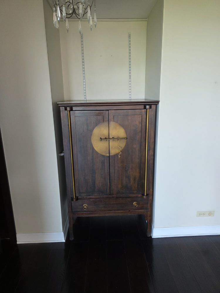 3 Dark Wood Cabinets with Gold Accents - photo 4