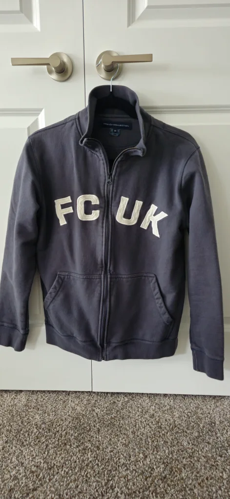 FCUK Washed Gray Zip-Up Sweater thumbnail