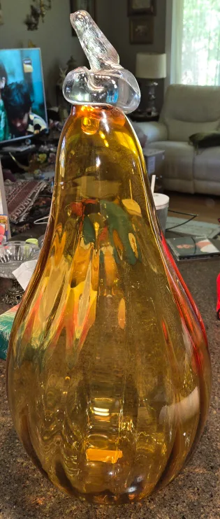 Amber Glass Pear-Shaped Vase thumbnail