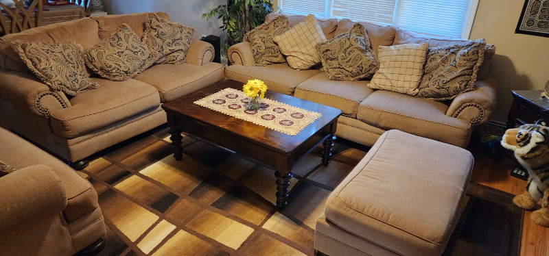 Brown Couch Set with Accent Pillows