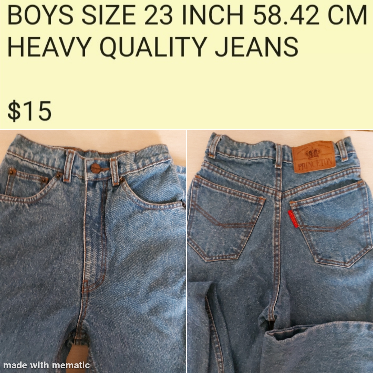 BOYS SIZE 23 INCH 58.42 CM JEANS