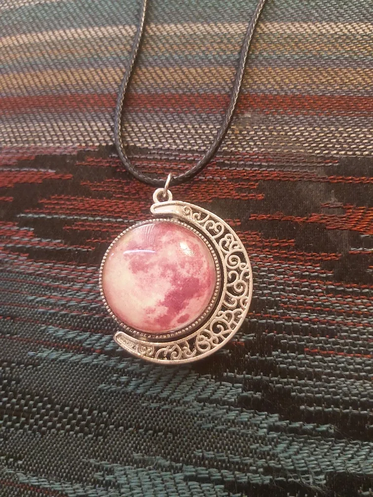 Celestial Moon Necklace Glows In The Dark thumbnail