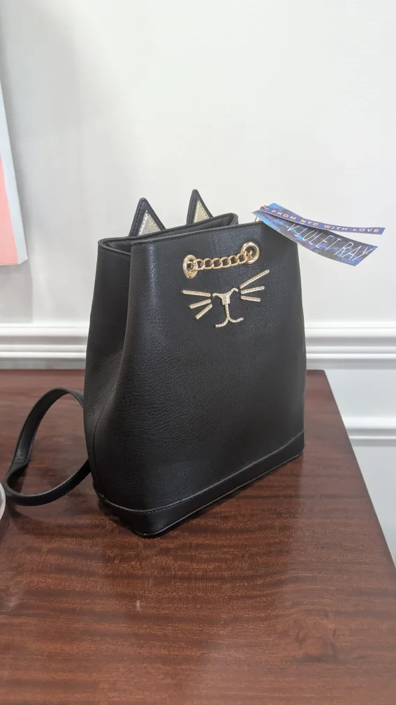 velvet ray black cat backpack - new thumbnail