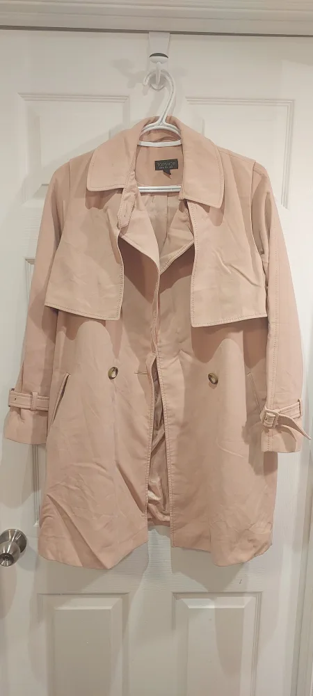 Topshop Trench Coat - Size US 4, Light Pink thumbnail