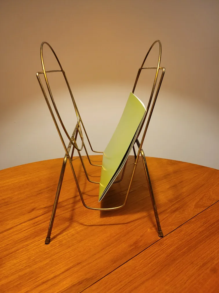 Vintage Gold Metal Record/Magazine Rack thumbnail