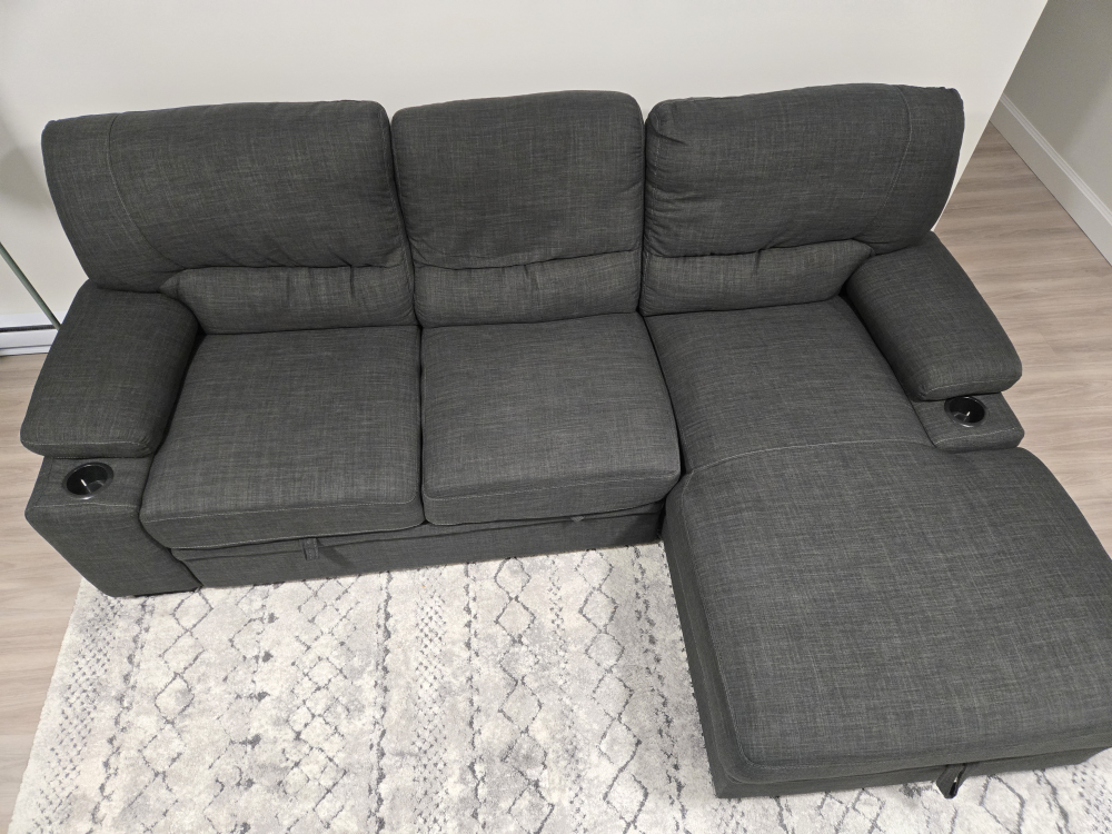 Dark Grey Sectional Sofa Bed with storage