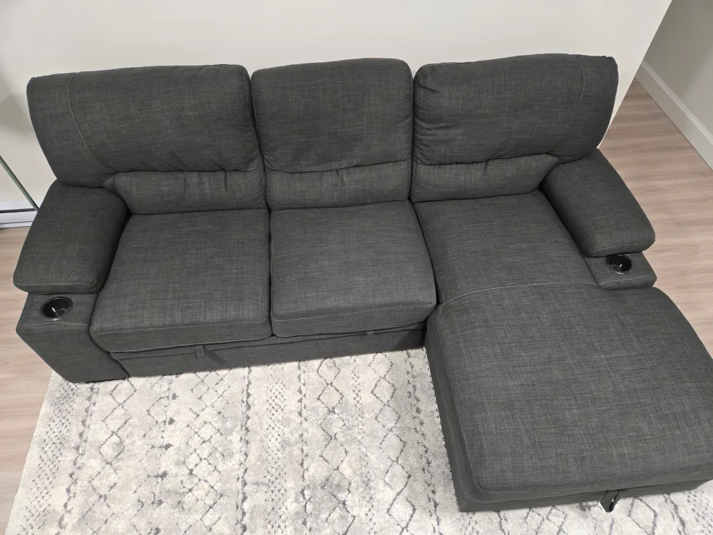 Dark Grey Sectional Sofa Bed with storage thumbnail