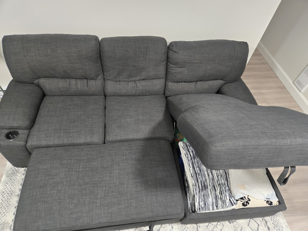 Dark Grey Sectional Sofa Bed with storage - photo 3