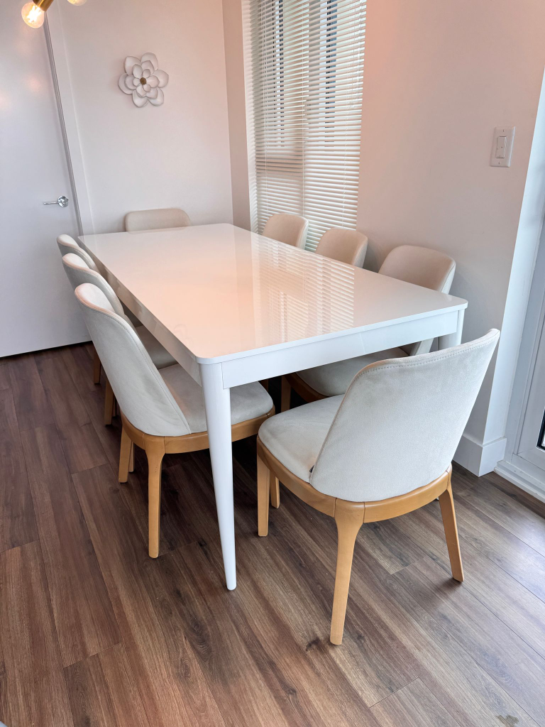 Dining Table with  8 Chairs - White & Beige - photo 2
