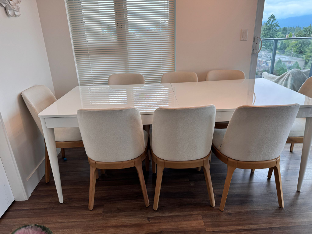Dining Table with  8 Chairs - White & Beige - photo 4