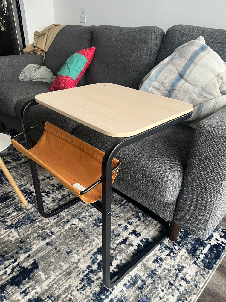Side table anthracite/birch effect dark yellow