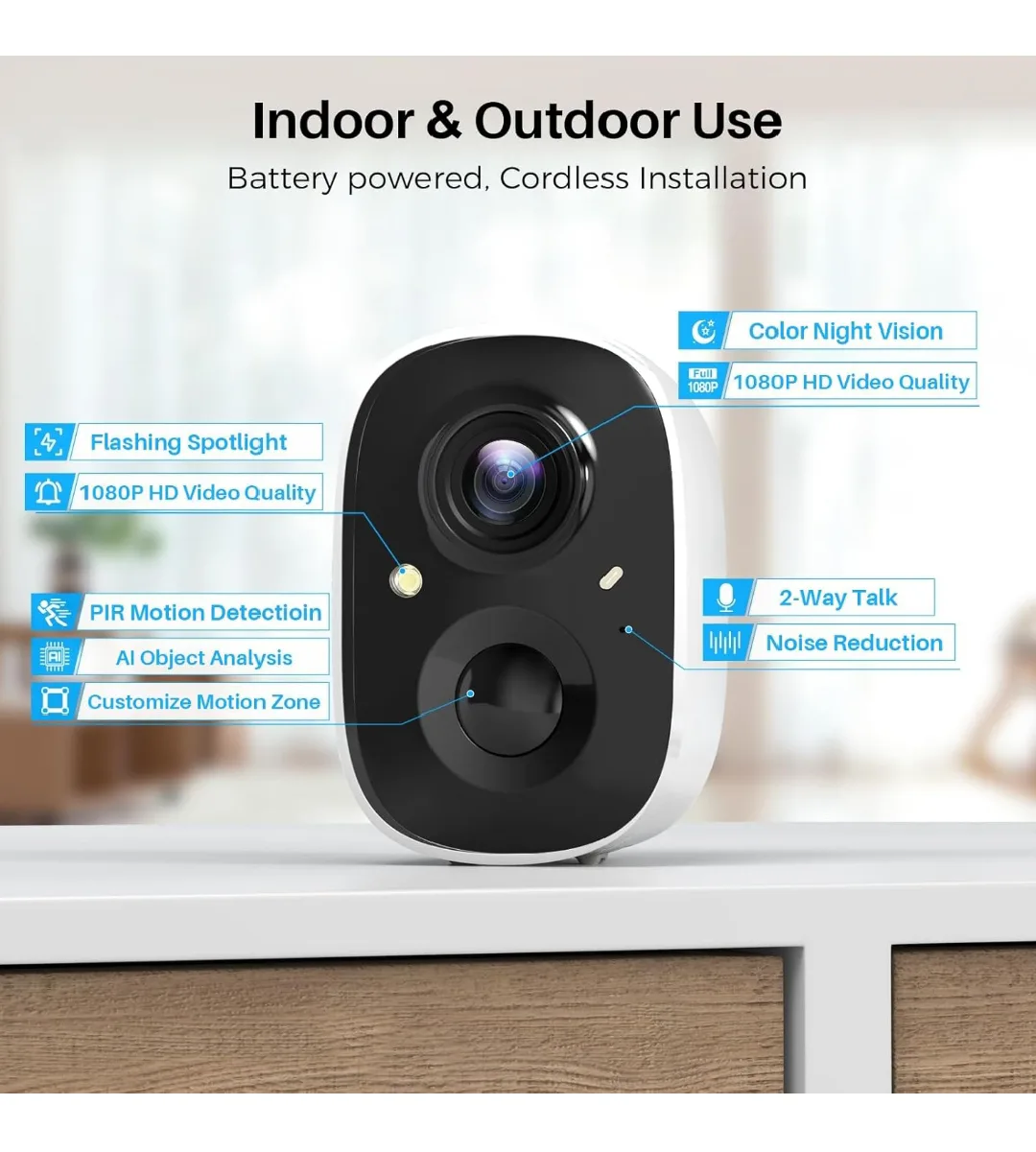 Wireless, Battery Powered Security Camera image indicator(8)