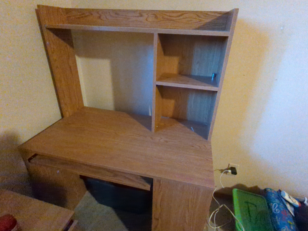 Oak Wood Desk with Hutch