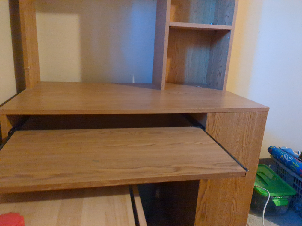 Oak Wood Desk with Hutch - photo 2