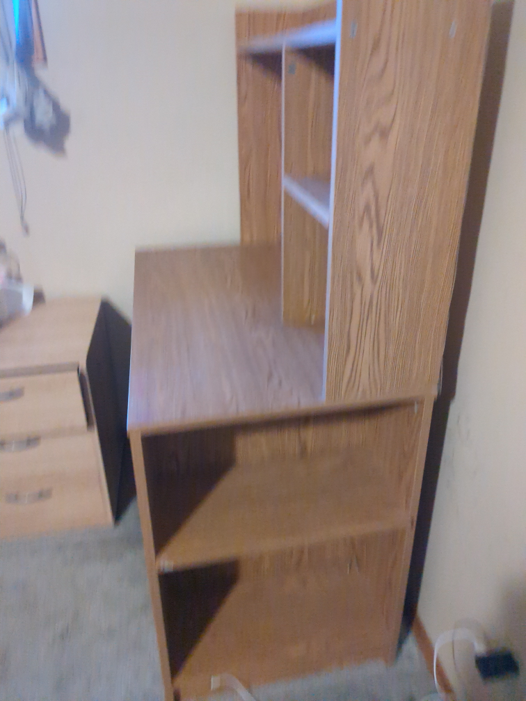 Oak Wood Desk with Hutch - photo 3