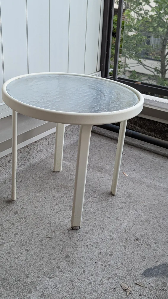 Round Outdoor Patio Side Table - Glass Top thumbnail