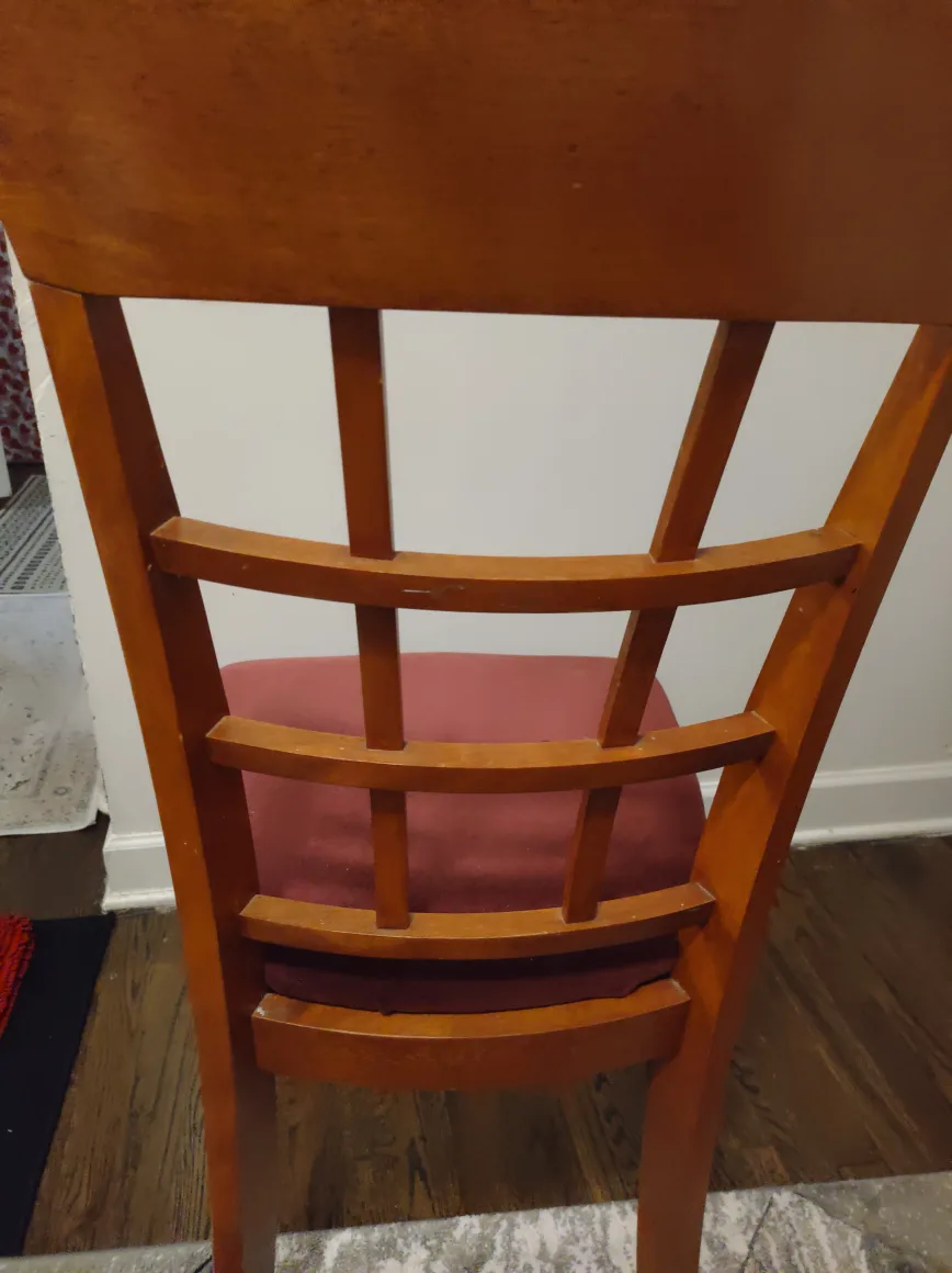 Wooden Chair with Maroon Seat 💚 thumbnail