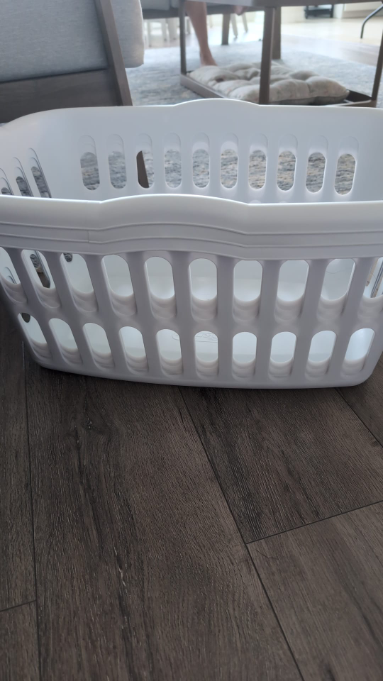 2 White Plastic Laundry Baskets
