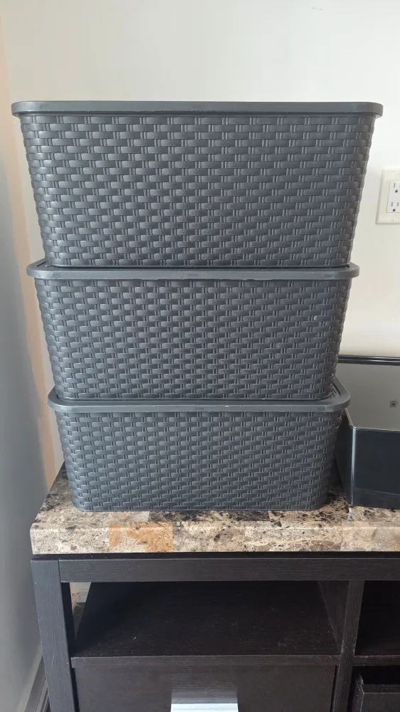 Set of 3 Storage Baskets with Lids thumbnail