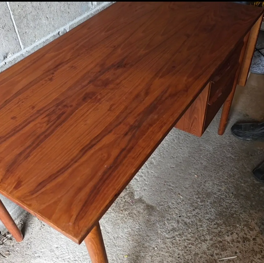 Drop Leaf Desk with 2 Sliding Drawers, Mid-century Modern thumbnail