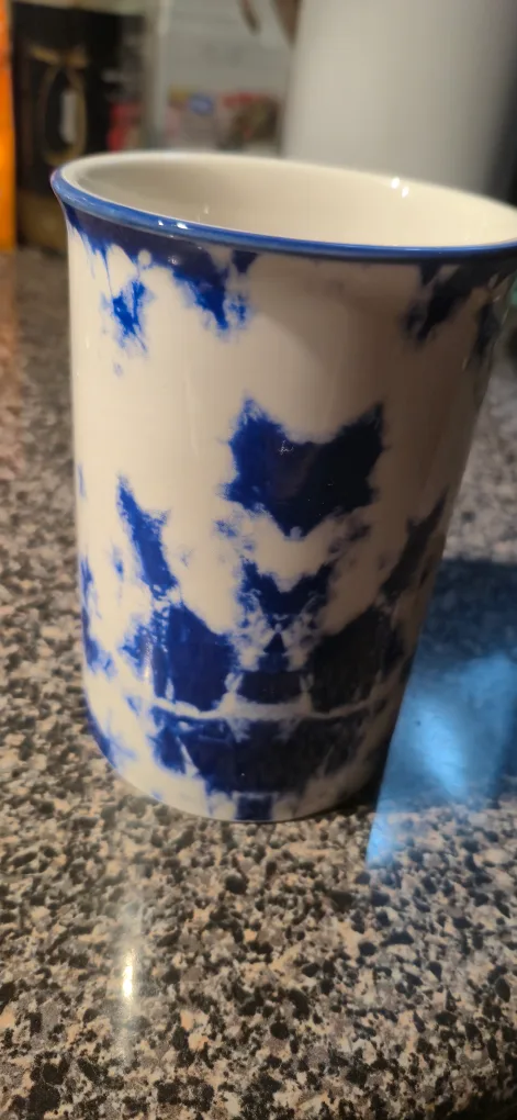 Pyrex Glass Folding Sink Colander Blue and White Ceramic Cup image indicator(3)