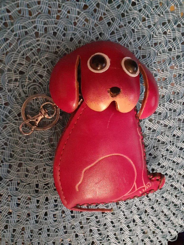 Puppy Leather key chain change purse thumbnail