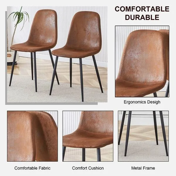 Dining Table with 4 Brown Faux Leather Dining Chairs image indicator(4)