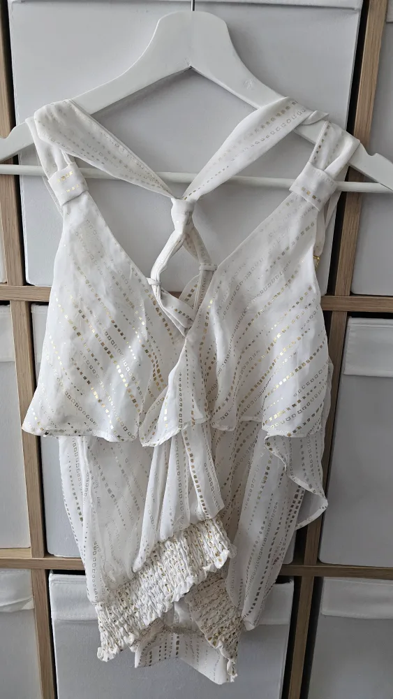 💚 White and Gold Embellished Tank Top image indicator(2)