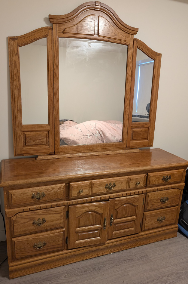 Wooden Dresser with Mirror