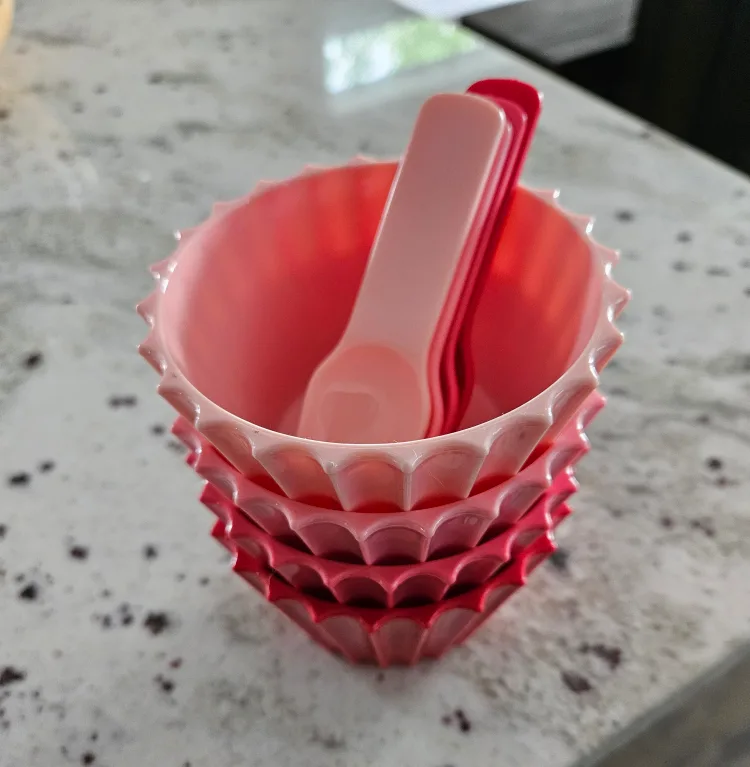 Pink & Red Dessert Bowls with Spoons - Set of 4 thumbnail