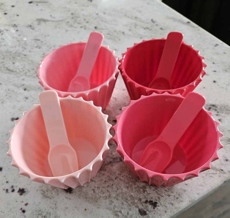 Pink & Red Dessert Bowls with Spoons - Set of 4 - photo 3