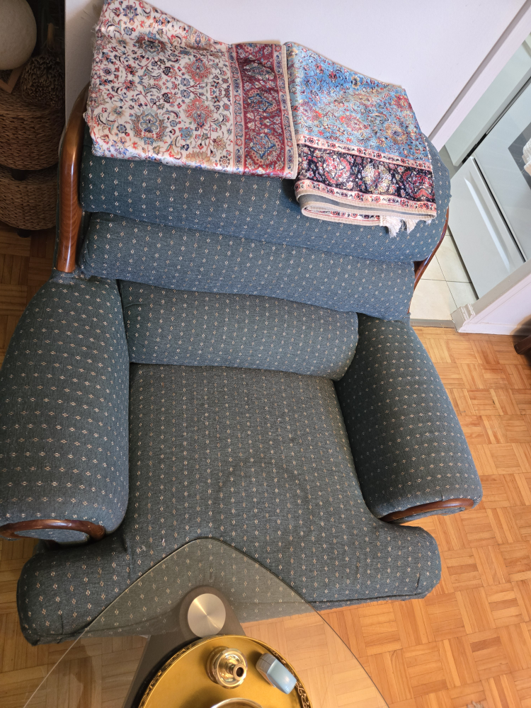 Armchair - Blue Patterned Fabric - photo 2