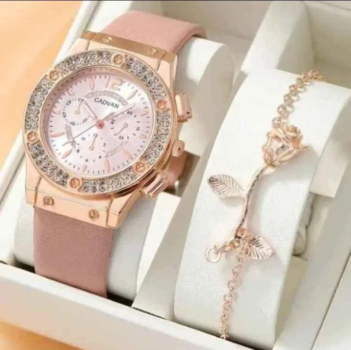 CADVAN Rose Gold Women's Watch with Bracelet thumbnail