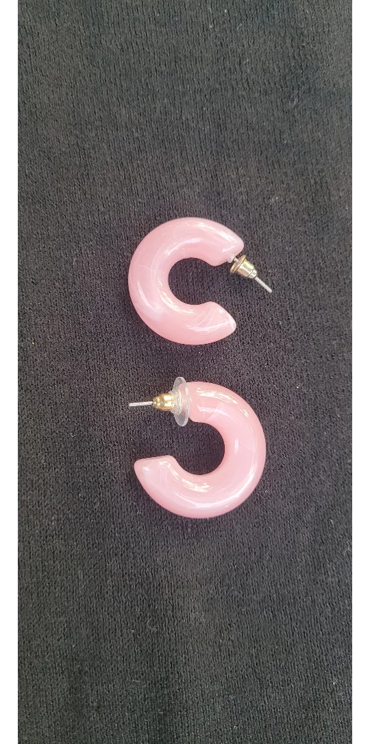 Pink Hoop Earrings thumbnail