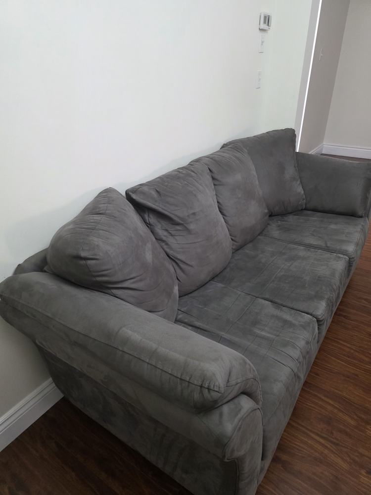 Grey Suede Couch 3 seater